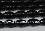 CAG6024 15.5 inches 6*9mm rice matte black agate beads