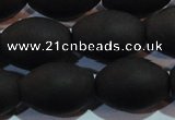 CAG6028 15.5 inches 13*18mm rice matte black agate beads