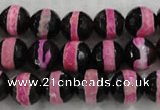CAG6155 15 inches 8mm faceted round tibetan agate gemstone beads