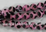 CAG6210 15 inches 8mm faceted round tibetan agate gemstone beads