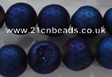CAG6255 15 inches 14mm faceted round plated druzy agate beads