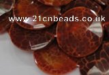 CAG641 15.5 inches 35mm faceted coin natural fire agate beads