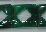 CAG6642 15.5 inches 25*25mm square green agate gemstone beads
