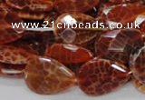 CAG671 15.5 inches 18*25mm faceted flat teardrop natural fire agate beads