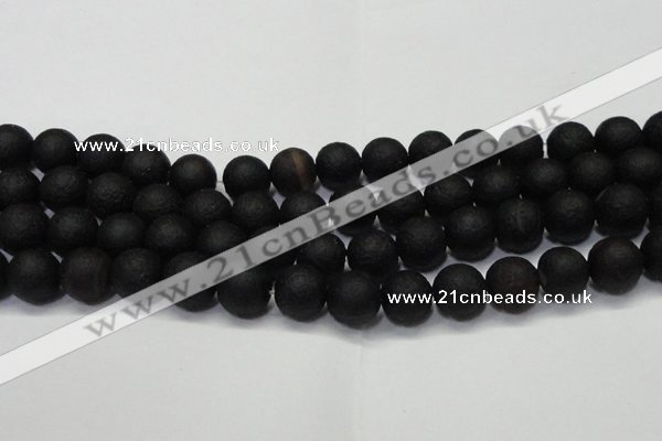 CAG6741 15 inches 10mm round black pilates agate beads