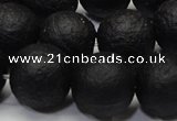 CAG6743 15 inches 14mm round black pilates agate beads