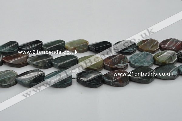 CAG6818 15.5 inches 18*25mm faceted & twisted octagon Indian agate beads