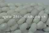 CAG720 15.5 inches 6*8mm faceted rice white agate gemstone beads