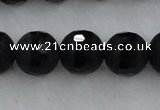 CAG7454 15.5 inches 12mm faceted round matte black agate beads