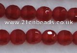 CAG7457 15.5 inches 8mm faceted round matte red agate beads