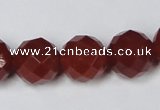 CAG7864 15.5 inches 18mm faceted round red agate beads wholesale