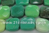 CAG7912 15.5 inches 14*14mm faceted square grass agate beads