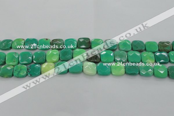 CAG7914 15.5 inches 16*16mm faceted square grass agate beads