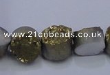 CAG7930 7.5 inches 10mm flat round plated white druzy agate beads
