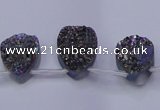 CAG7974 Top drilled 13*18mm flat teardrop plated white druzy agate beads