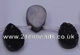 CAG8117 Top drilled 12*16mm teardrop black plated druzy agate beads