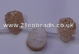 CAG8121 Top drilled 15*20mm teardrop champagne plated druzy agate beads