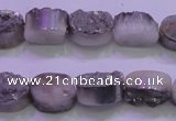 CAG8152 7.5 inches 10*14mm oval silver plated druzy agate beads