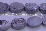 CAG8172 7.5 inches 13*18mm oval silver plated druzy agate beads
