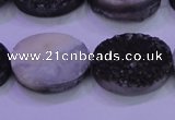 CAG8197 7.5 inches 18*25mm oval black plated druzy agate beads