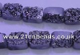 CAG8212 Top drilled 10*14mm rectangle silver plated druzy agate beads