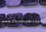 CAG8244 Top drilled 15*20mm rectangle rainbow plated druzy agate beads