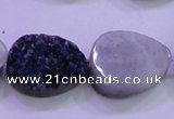 CAG8316 7.5 inches 18*25mm teardrop blue plated druzy agate beads