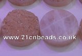 CAG8391 7.5 inches 25mm coin champagne plated druzy agate beads