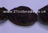CAG8668 7.5 inches 22*30mm freeform purple plated druzy agate beads