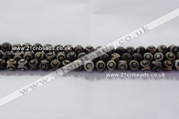 CAG8701 15.5 inches 8mm round matte tibetan agate gemstone beads