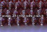 CAG8800 15.5 inches 6mm round agate with rhinestone beads