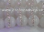 CAG8850 15.5 inches 6mm faceted round agate with rhinestone beads