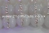 CAG8851 15.5 inches 8mm faceted round agate with rhinestone beads