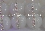 CAG8853 15.5 inches 12mm faceted round agate with rhinestone beads
