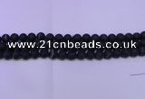 CAG8872 15.5 inches 8mm round matte black line agate beads