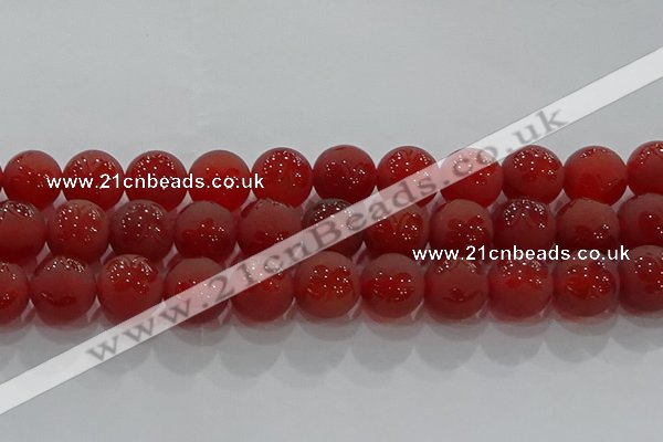 CAG8916 15.5 inches 12mm round matte red agate beads wholesale