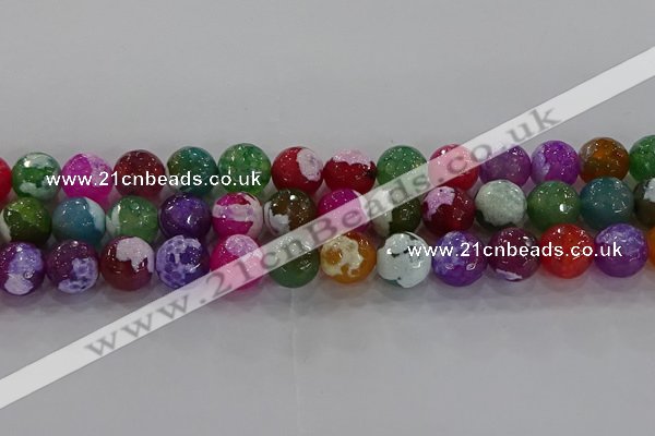 CAG8958 15.5 inches 12mm faceted round fire crackle agate beads
