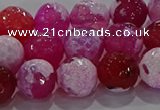 CAG8974 15.5 inches 12mm faceted round fire crackle agate beads