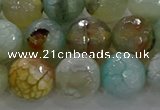 CAG8997 15.5 inches 12mm faceted round fire crackle agate beads