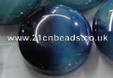 CAG915 15.5 inches 15*40mm flat round agate gemstone beads wholesale