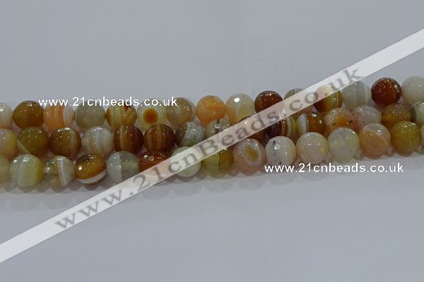 CAG9224 15.5 inches 12mm faceted round line agate beads wholesale