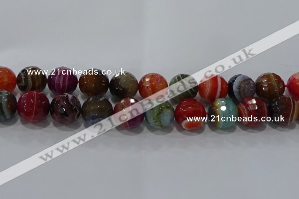 CAG9269 15.5 inches 18mm faceted round line agate beads wholesale