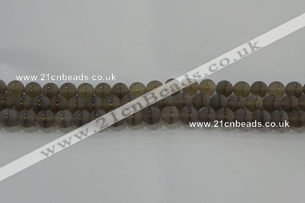 CAG9344 15.5 inches 8mm round matte grey agate beads wholesale