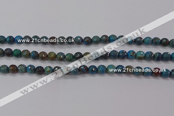 CAG9481 15.5 inches 6mm faceted round blue crazy lace agate beads