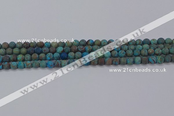 CAG9493 15.5 inches 6mm round matte blue crazy lace agate beads