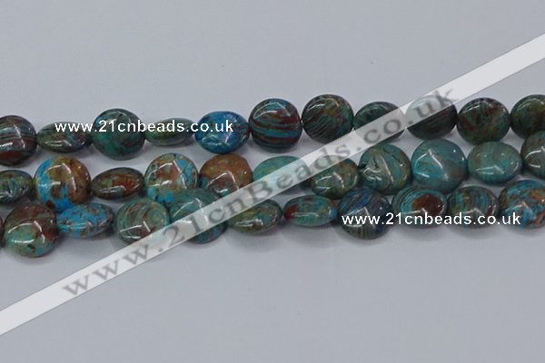 CAG9517 15.5 inches 18mm flat round blue crazy lace agate beads