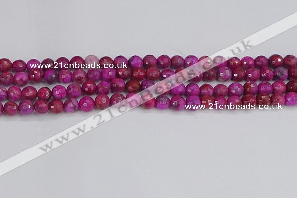 CAG9876 15.5 inches 6mm faceted round fuchsia crazy lace agate beads