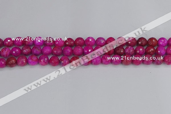 CAG9877 15.5 inches 8mm faceted round fuchsia crazy lace agate beads