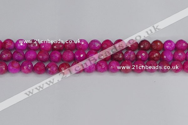 CAG9878 15.5 inches 10mm faceted round fuchsia crazy lace agate beads