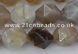 CAG9996 15.5 inches 12mm faceted nuggets ocean fossil agate beads